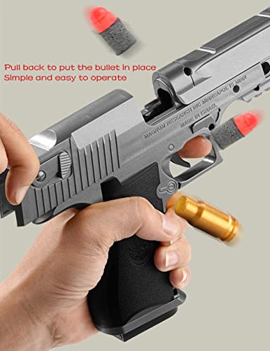 AIITLLYNA Pistola de Juguete,Pistola para Niños,Pistola de Juguete de Bala Suave,Pistola para Niños con Balas de Espuma,Juguetes y Regalos de Cumpleaños para Niños y Niñas(Plata & Negro )