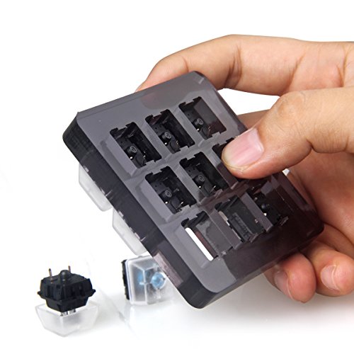 AKWOX 9-Key Cherry MX Switch Tester, Teclado Mecánico Interruptores Tester Kit Claro Teclas Sampler para Cherry MX, Extractor de Teclas para Teclado Mecanico + 9 O-Ring Dampeners