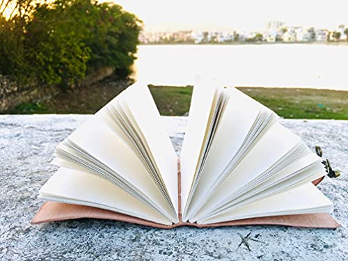 ALCRAFT Real Leather Green Stone Brown Embossed Handmade Diary with Metal Lock -Size of (H) 6*(L) 4.5 Brown