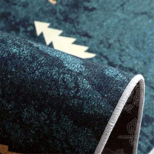 Alfombras Niña Alfombras De Pie De Cama Diseño de patrón retro de color café azul sala de estar dormitorio para adultos seguro antideslizante, lavable a máquina y no se decolora Alfombra Habitacion Ju