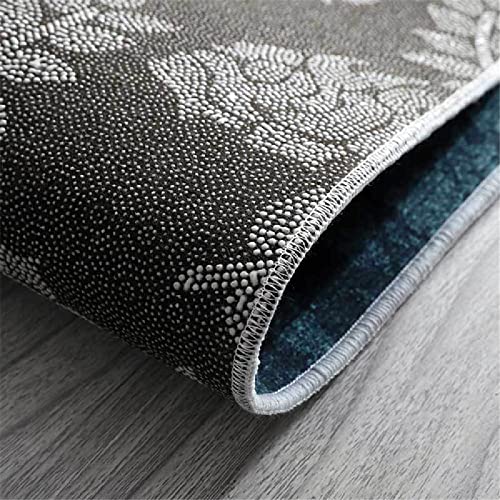 Alfombras Niña Alfombras De Pie De Cama Diseño de patrón retro de color café azul sala de estar dormitorio para adultos seguro antideslizante, lavable a máquina y no se decolora Alfombra Habitacion Ju