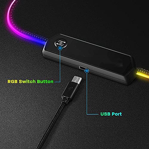 Alfombrillas de ratón Anime Mortal Kombat RGB Gaming Computer Mousepad LED Alfombrilla de ratón Grande Antideslizante Base de Goma XL Gamer PC Alfombrilla de Escritorio 500x1000x4mm