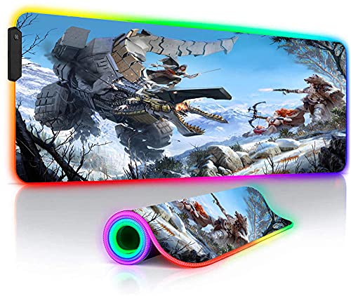Alfombrillas de ratón Grandes Horizon Zero RGB Anime Gaming Keyboard Pad Retroiluminación LED PC Portátil Alfombrilla Juego 27,6X11,8 Pulgadas