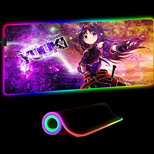 Alfrombrillas de ratón para Gamers Anime Sword Art Online Mat RGB Accesorios de computadora Kawaii Girl Gaming Starry Sky Deskmat Mousepad Lindo 800x300mm