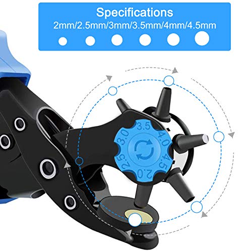 Alicate Sacabocados, opamoo Alicates Sacabocado Agujero 6 Tamaños Perforadora Puzones Punzón de cinturón con 340 Piezas Botones Punzones de Agujero Juego para Cinturones Correas Papel