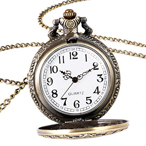 Alice in Wonderland - Reloj de bolsillo analógico de cuarzo para mujer con diseño de bronce y grabado de bolsillo, regalo de Navidad