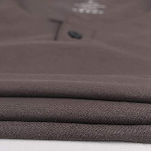 Alivebody - Camiseta de algodón de manga corta tipo Henley con botón para hombre 8302 Marrón XL