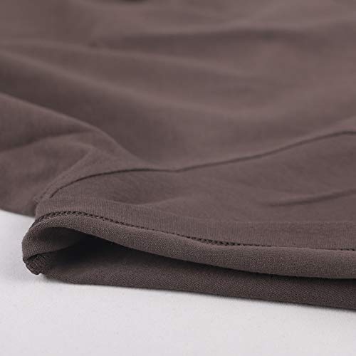 Alivebody - Camiseta de algodón de manga corta tipo Henley con botón para hombre 8302 Marrón XL