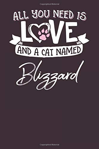 All You Need is Love and a Cat Named Blizzard: 6x9 Cute Blizzard Cat Name Notebook Journal Gift for Cat Lovers Owners