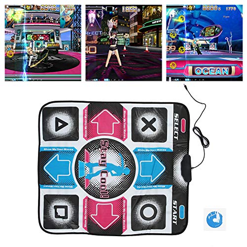 Almohadilla para tapete de baile somatosensorial HD, máquina de baile de juegos para un solo jugador plegable, compatible con videojuegos de PC, computadora portátil, TV, tapete de baile(azul)