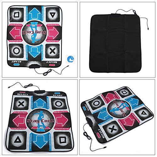 Almohadilla para tapete de baile somatosensorial HD, máquina de baile de juegos para un solo jugador plegable, compatible con videojuegos de PC, computadora portátil, TV, tapete de baile(azul)