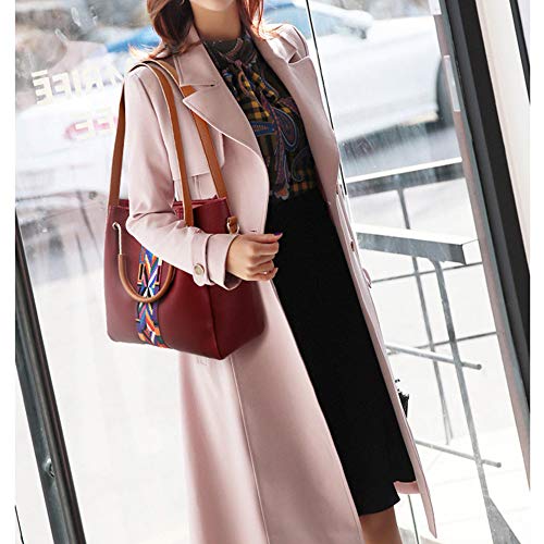 AlwaySky Juego de bolsos de mujer 4 en 1 de piel sintética suave con asa, bolsa de transporte, bolso cruzado y monedero., color Rojo, talla 1