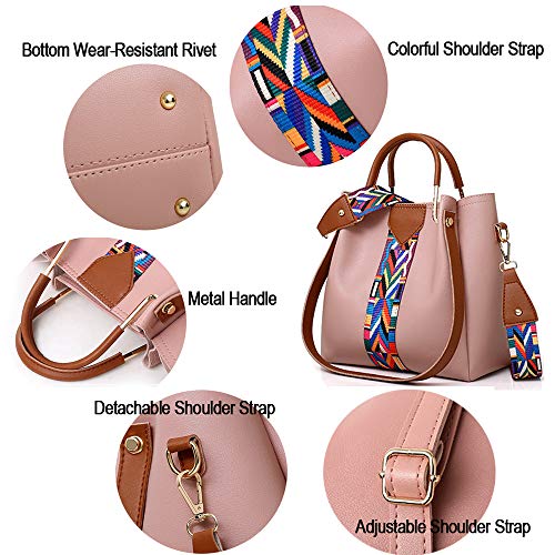 AlwaySky Juego de bolsos de mujer 4 en 1 de piel sintética suave con asa, bolsa de transporte, bolso cruzado y monedero., color Rojo, talla 1