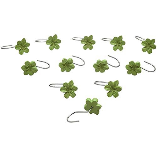 Amazon Basics - Ganchos para cortina de ducha, flor, verde