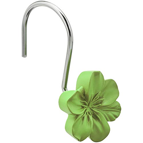 Amazon Basics - Ganchos para cortina de ducha, flor, verde