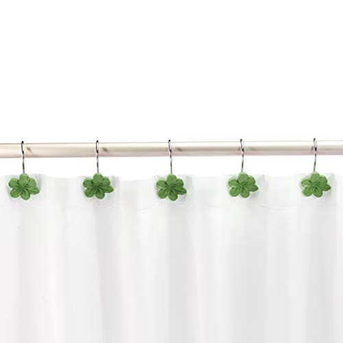 Amazon Basics - Ganchos para cortina de ducha, flor, verde