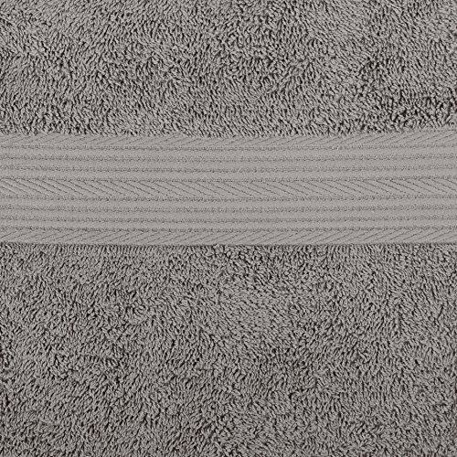 Amazon Basics - Juego de toallas (colores resistentes, 2 toallas de baño y 2 toallas de manos), color gris