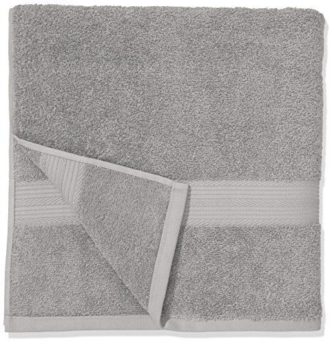 Amazon Basics - Juego de toallas (colores resistentes, 2 toallas de baño y 2 toallas de manos), color gris