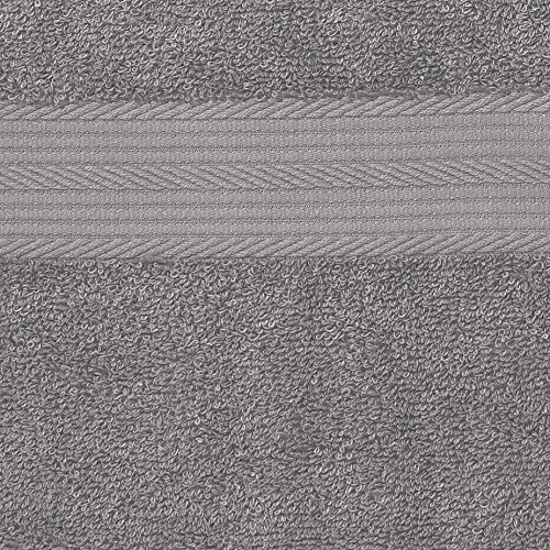 Amazon Basics - Juego de toallas (colores resistentes, 2 toallas de baño y 2 toallas de manos), color gris