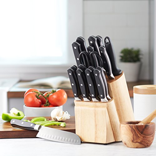 Amazon Basics Premium - Juego de cuchillos de cocina y soporte (18 piezas)