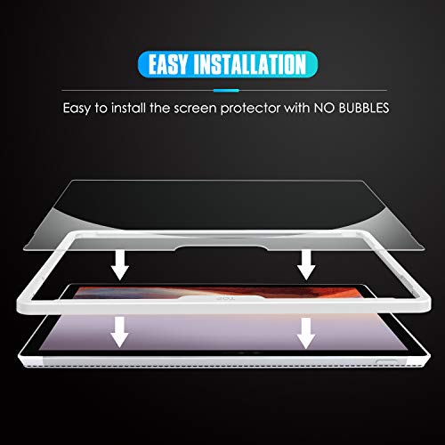 Amazon Brand - Eono Protector de Pantalla para Microsoft Surface Pro 7 y Surface Pro 6 y Surface Pro 2017 y Surface Pro 4, Vidrio Templado, Antiarañazos,Dureza 9H, con Plantilla