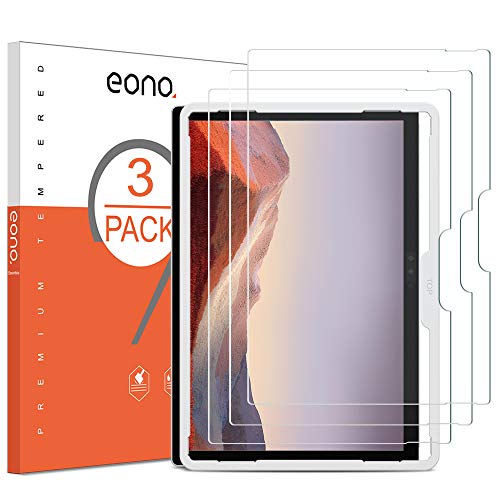 Amazon Brand - Eono Protector de Pantalla para Microsoft Surface Pro 7 y Surface Pro 6 y Surface Pro 2017 y Surface Pro 4, Vidrio Templado, Antiarañazos,Dureza 9H, con Plantilla