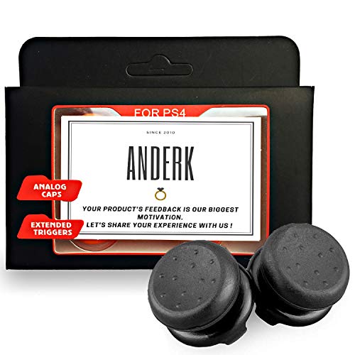 ANDERK Joystick Thumbstick Caps - Accesorios de Controlador de juego, Accesorios Esenciales para el Juego mando PS4 [playstation_4], Black