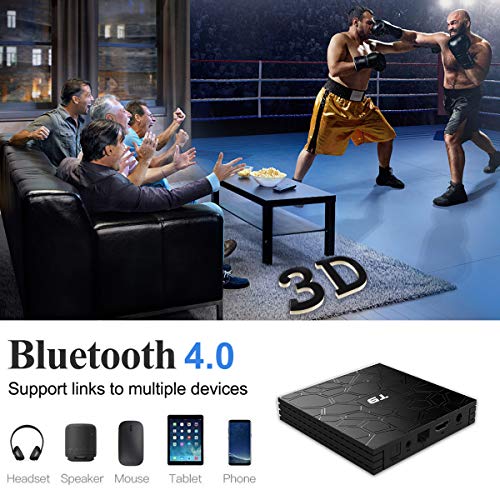 Android TV Box, T9 Android 9.0 TV BOX 4GB RAM/32GB ROM RK3318 Quad-Core Media Box Soporte 2.4GHz/5.0GHz WiFi 64 bits H.265 Bluetooth 4.0 DLNA UHD 4K Mini TV Box