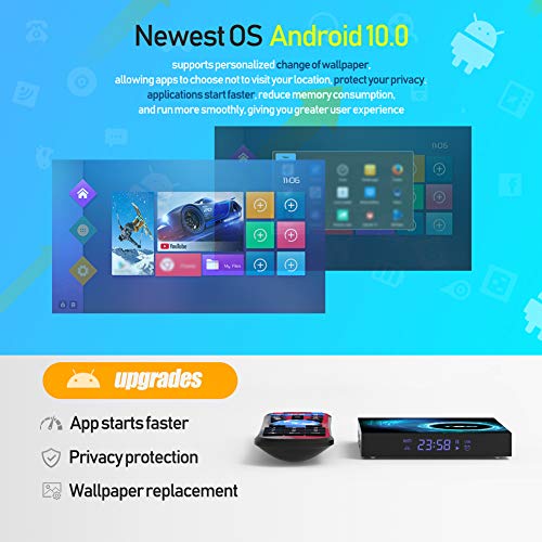 Android TV Box,Android 10.0 TV Box 2GB RAM / 16GB ROM H616 Quad Core 64 bits, Soporta 2.4G + 5G Dual WiFi BT5.0 6K 3D H.265 Smart TV Boxes con Mini Teclado inalámbrico retroiluminado