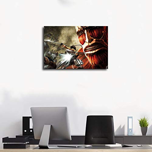 Anime Eren Jäger Mikasa Ackerman Armin Arlert Attack on Titan Xbox One - Póster de pared para decoración de sala de estar, dormitorio (60 x 90 cm)