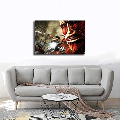 Anime Eren Jäger Mikasa Ackerman Armin Arlert Attack on Titan Xbox One - Póster de pared para decoración de sala de estar, dormitorio (60 x 90 cm)