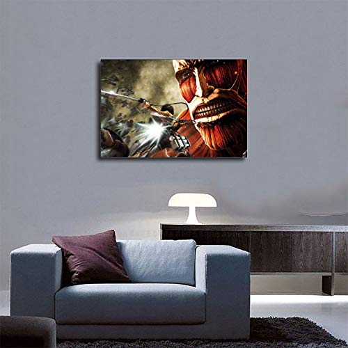Anime Eren Jäger Mikasa Ackerman Armin Arlert Attack on Titan Xbox One - Póster de pared para decoración de sala de estar, dormitorio (60 x 90 cm)