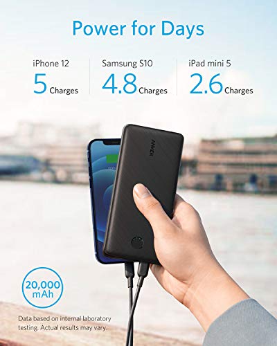 Anker PowerCore Essential 20000 PD Power Bank - Batería Externa USB-C con 20000 mAh 20 W Power Delivery, Compatible con iPhone 12/12 Pro / 12 Pro MAX / 8 / X/XR, Samsung Galaxy, iPad Pro 2018 y más