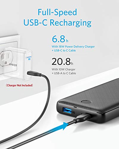 Anker PowerCore Essential 20000 PD Power Bank - Batería Externa USB-C con 20000 mAh 20 W Power Delivery, Compatible con iPhone 12/12 Pro / 12 Pro MAX / 8 / X/XR, Samsung Galaxy, iPad Pro 2018 y más
