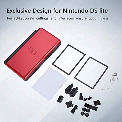 Annadue Reemplazo Superior Shell para Nintendo DS Lite - Consola de Juegos portátil Cubierta de la Caja Protectora Kit de Piezas de reparación Completo(Rojo)
