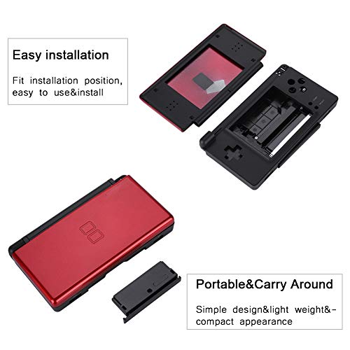 Annadue Reemplazo Superior Shell para Nintendo DS Lite - Consola de Juegos portátil Cubierta de la Caja Protectora Kit de Piezas de reparación Completo(Rojo)