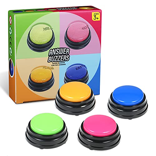 Aoresac Buzzer - Sonora de grabación Vocal fácil de transportar, zumbadores de sonido, luz para juegos de familia, entrenamiento de animales, juego de 4 (tipo 1)