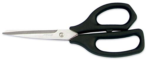 Arcos Serie Niza - Juego de Cuchillos de 6 piezas (5 Cuchillos + 1 Tijeras), Hoja de Acero Inoxidable NITRUM, Mangos de Polipropileno, Bloque de madera, Color Marrón