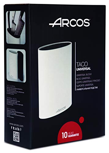 Arcos Tacos, Bloque Universal para Cuchillos hasta 20 cm, Hecho de Caucho Termoplástico 220 x 160 x 65 mm, Color Blanco
