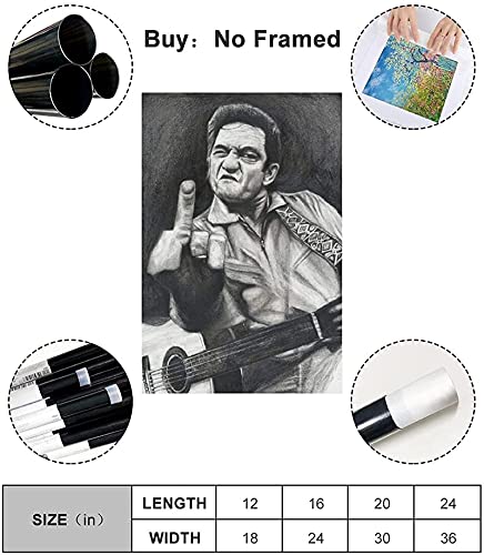 Arte De La Pared De La Lona 30x45cm Sin marco Cuadro de lienzo de Johnny Cash, pinturas decorativas, carteles de pared, impresión artística
