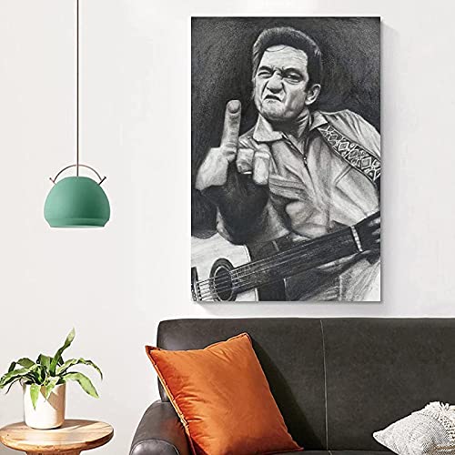 Arte De La Pared De La Lona 30x45cm Sin marco Cuadro de lienzo de Johnny Cash, pinturas decorativas, carteles de pared, impresión artística