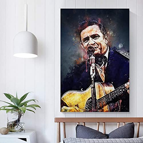 Arte De La Pared De La Lona 30x45cm Sin marco Póster de Johnny Cash para decoración del hogar, carteles de pared para sala de estar, arte