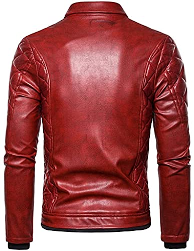 Asenie Men's Faux Leather Jacket Vintage Fur Collar Punk Gothic Motorcycle Jacket Retro Coat Steam Pocket Zipper Outwears