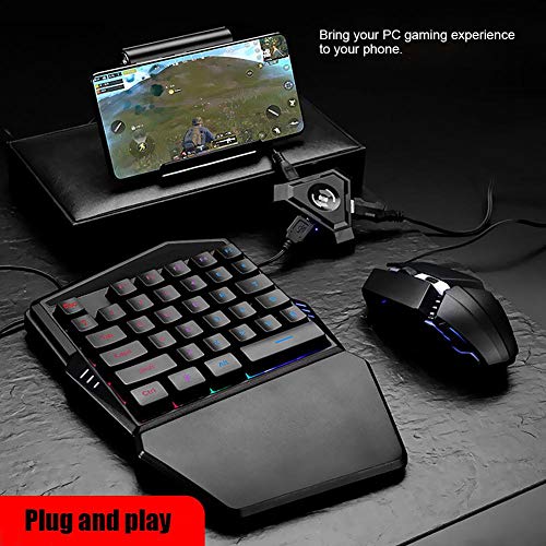 ASHATA Adaptador de Controlador de Juegos Teclado Adaptador de Mouse para PUBG Game Console Accesorios con PC Gaming Experience para Android/iOS Gaming Keyboard and Mouse Combo Set