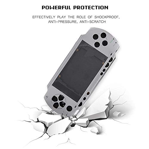 ASHATA Carcasa para la Consola de Juegos para Sony PSP 1000, Protección Fuerte Cáscara Antideslizante con Kit de Botones, Anti-vibración, Anti-presión, Anti-Rayado (Plata)