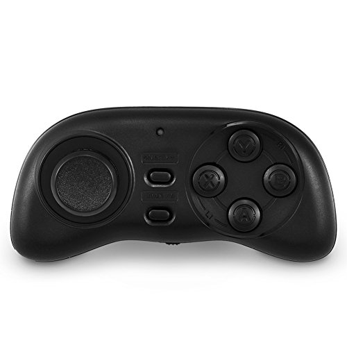 ASHATA Gamepad Bluetooth, Controlador de Juego inalámbrico portátil Bluetooth, Mini Gamepad, Joystick Handle Remote Shutter, Compatible con Android/iOS, Celular, Tabletas, PC, etc.(Negro)