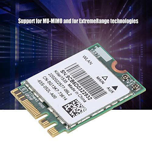 ASHATA Tarjeta de Red inalámbrica, Killer 1535AC Dual Band 2.4GHz + 5GHz 802.11ac NGFF M.2 Adapter, Alta Velocidad 867Mbps Bluetooth 4.1 Tarjeta de Red inalámbrica Tarjeta WiFi para Acer/Sony