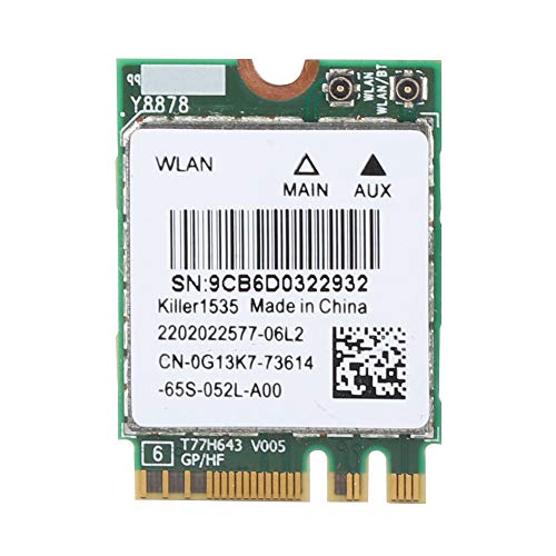 ASHATA Tarjeta de Red inalámbrica, Killer 1535AC Dual Band 2.4GHz + 5GHz 802.11ac NGFF M.2 Adapter, Alta Velocidad 867Mbps Bluetooth 4.1 Tarjeta de Red inalámbrica Tarjeta WiFi para Acer/Sony