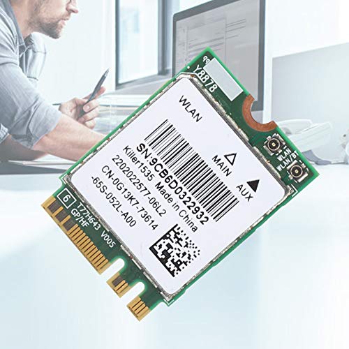 ASHATA Tarjeta de Red inalámbrica, Killer 1535AC Dual Band 2.4GHz + 5GHz 802.11ac NGFF M.2 Adapter, Alta Velocidad 867Mbps Bluetooth 4.1 Tarjeta de Red inalámbrica Tarjeta WiFi para Acer/Sony