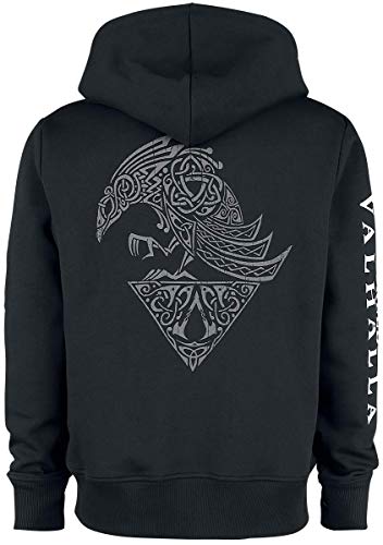 Assassin's Creed Valhalla - Raven & Symbol Hombre Capucha con Cremallera Negro/Gris M